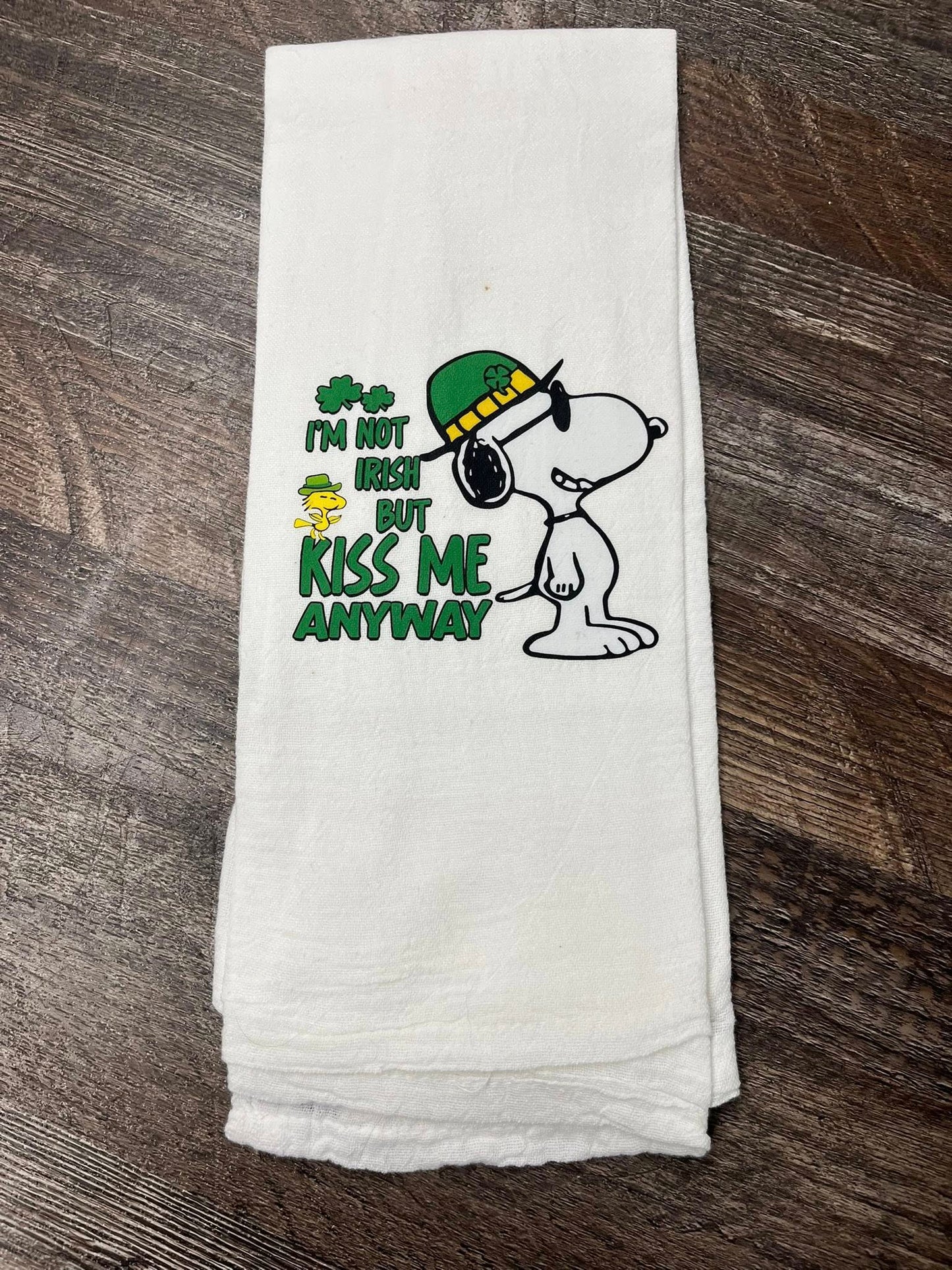 Snoopy St Patricks Day Tea Towel for Kitchen