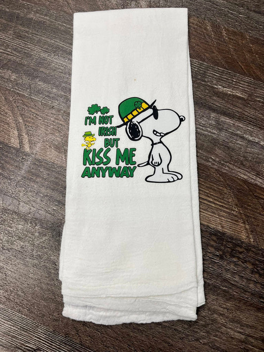 Snoopy St Patricks Day Tea Towel for Kitchen