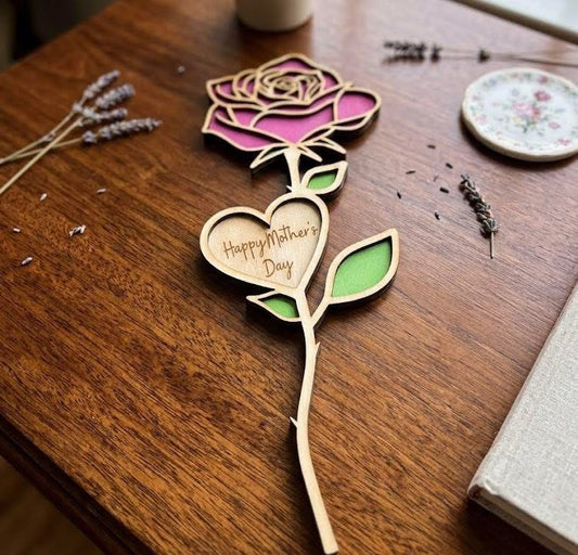 Laser Engraved Mothers Day Roses