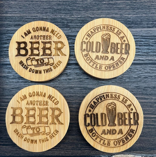 Wooden Laser Engraved Beer Bottle Openers / Magnetic