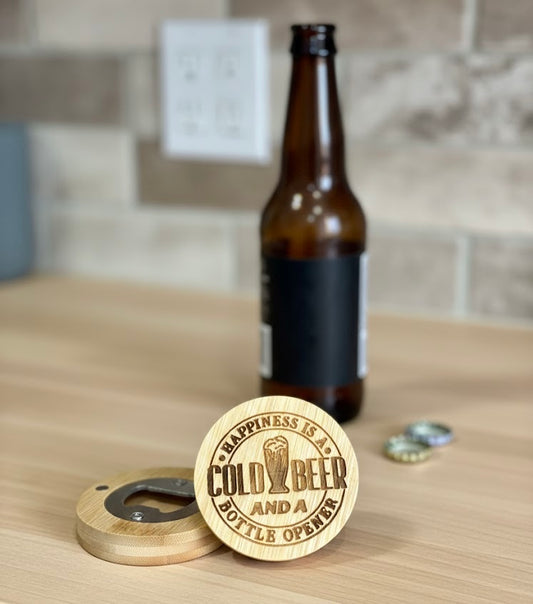 Wooden Laser Engraved Beer Bottle Openers / Magnetic