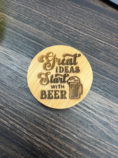 Wooden Laser Engraved Beer Bottle Openers / Magnetic