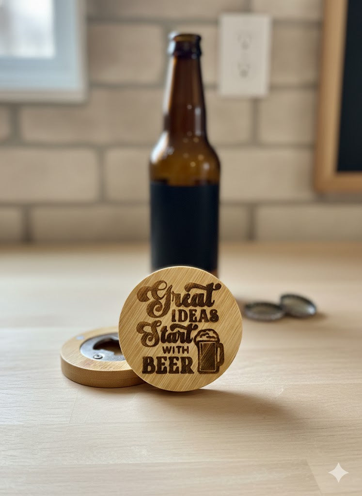 Wooden Laser Engraved Beer Bottle Openers / Magnetic