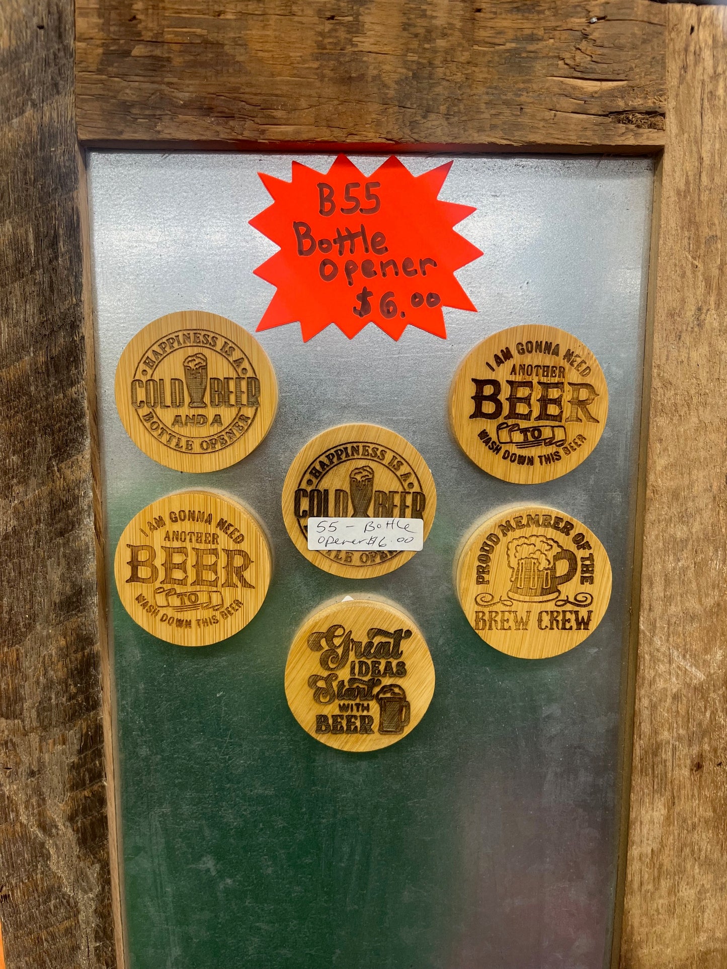 Wooden Laser Engraved Beer Bottle Openers / Magnetic